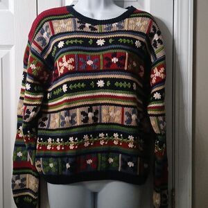 Paul Harris Design vintage floral multicolor sweater  Sz M NWOT